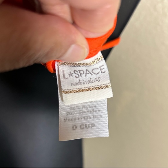 L*Space Audrey Fringe Triangle Bikini Top in Orange Sz Large D - Picture 4 of 5